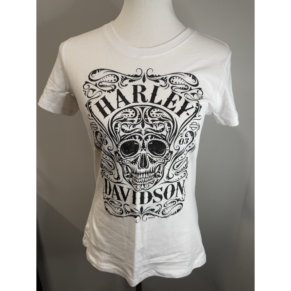 Harley-Davidson Women's‎ Short Skull Sleeve T-Shirt Size Small New With Tags